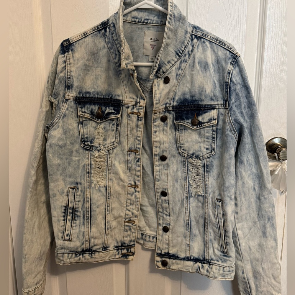 Guess Blue Distressed Jean Jacket